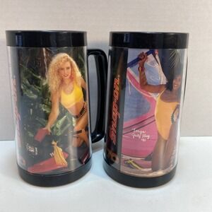 Vintage Snap-On Tools 1990 Calendar Girl Insulated Beer Mugs Black Jan July‎ Lot